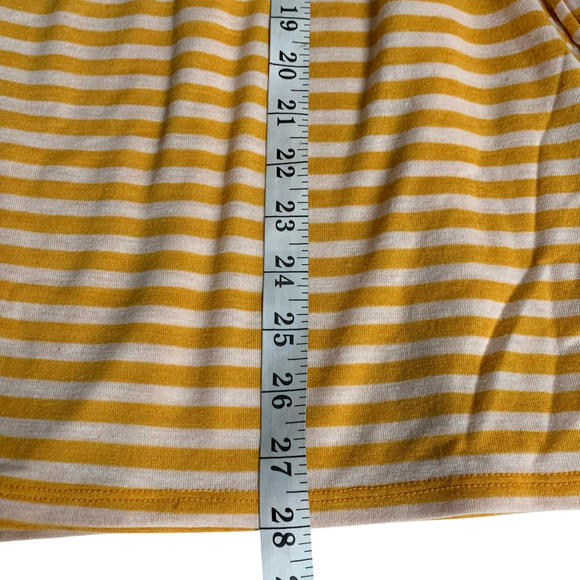 Loft Top Women's Size X-Large Gold White Ruffle Bell Sleeve Striped Vacation - Picture 6 of 6